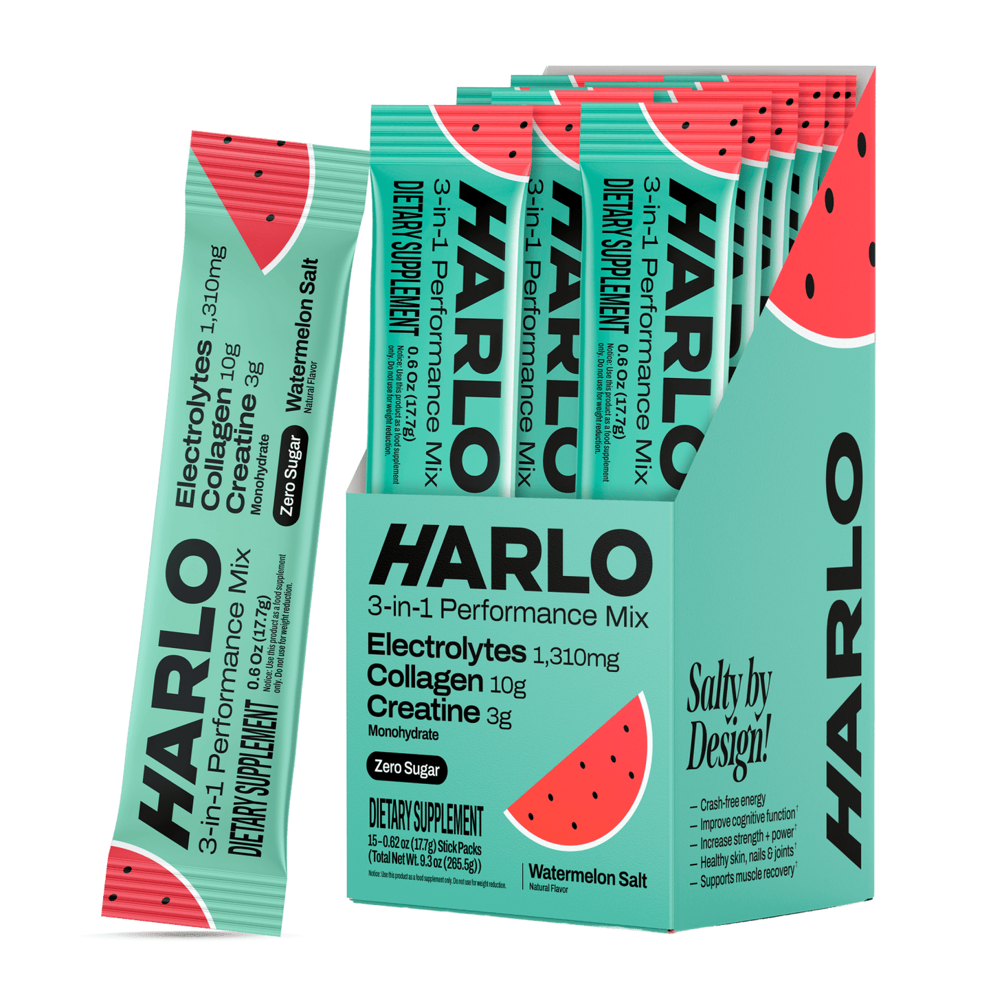 Harlo 3-in-1 Performance Hydration Drink Mix – Electrolytes, Creatine & Collagen