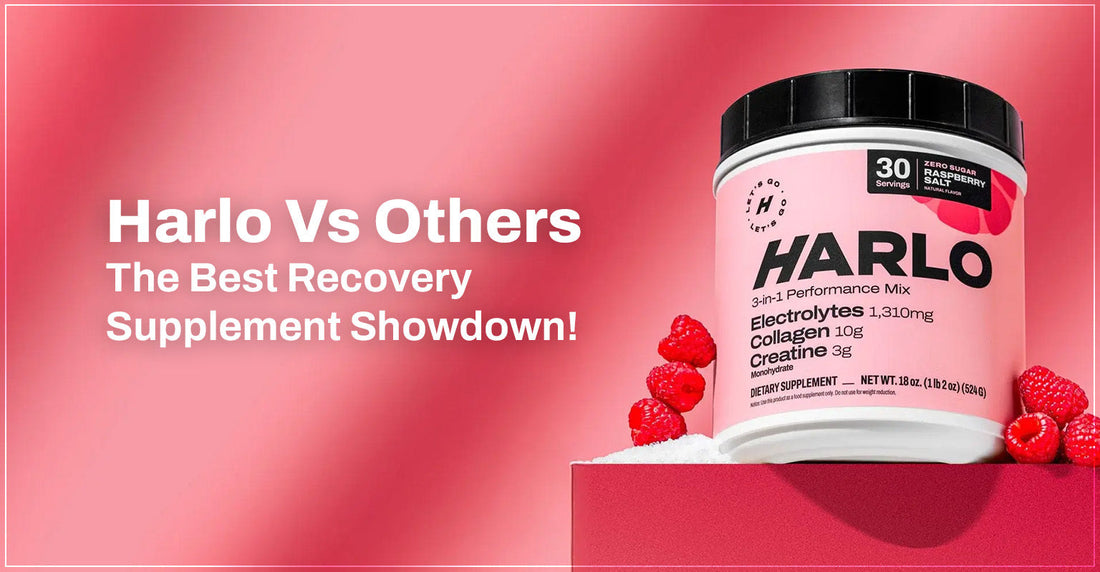Harlo clean recovery supplement combining electrolytes, creatine, and collagen for hydration, endurance, and muscle repair.
