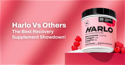 Harlo clean recovery supplement combining electrolytes, creatine, and collagen for hydration, endurance, and muscle repair.