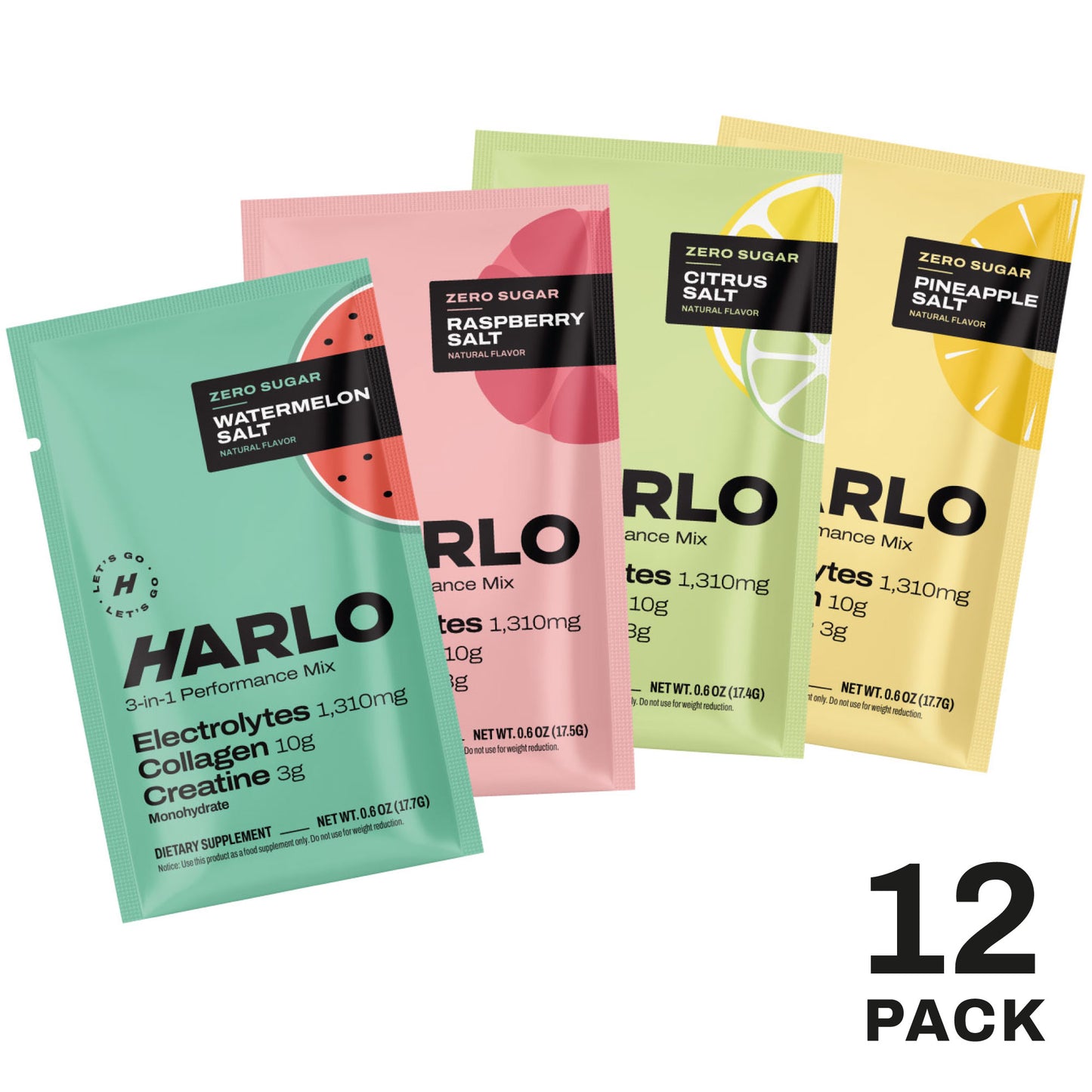 Harlo 3-in-1 Performance Drink Mix - Variety 12 Pack