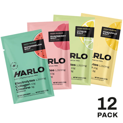 Harlo 3-in-1 Performance Drink Mix - Variety 12 Pack