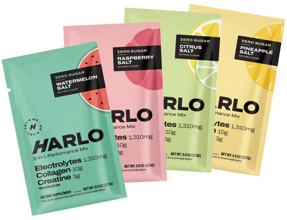 Harlo 3-in-1 Performance Drink Mix - Variety Pack of 4 Flavors