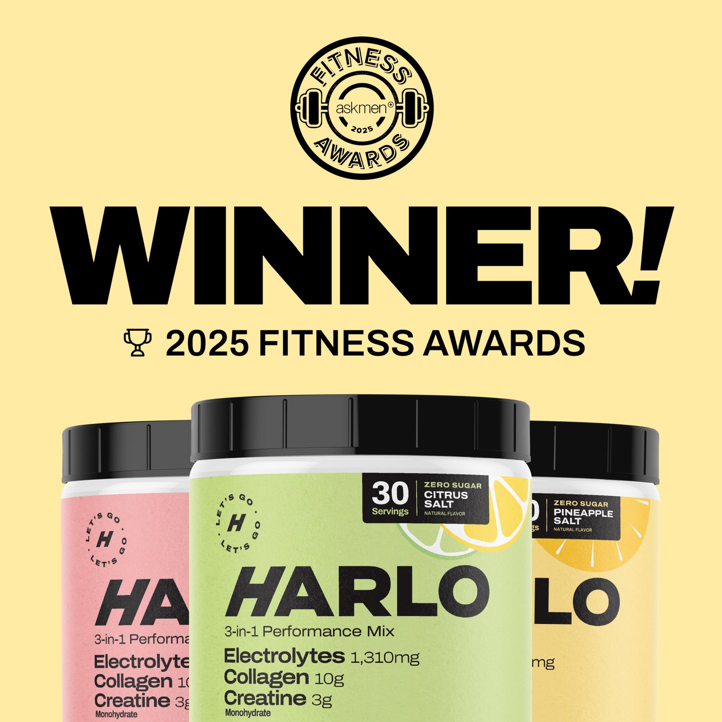 Harlo 3-in-1 Performance Drink Mix – Electrolytes, Collagen & Creatine | Hydration, Recovery & Muscle Support – 30 Servings