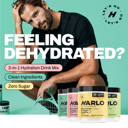 Harlo 3-in-1 Performance Drink Mix – Electrolytes, Collagen & Creatine | Hydration, Recovery & Muscle Support – 30 Servings