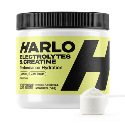 Harlo Daily Creatine + Electrolytes Powder | 5g Creatine Monohydrate | NSF Certified for Sport | Zero Sugar | Lemon | 30 Servings