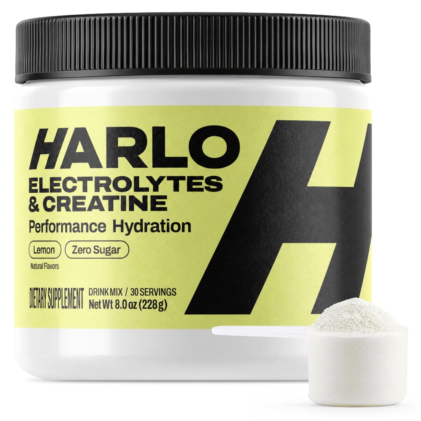 Harlo Daily Creatine + Electrolytes Powder | 5g Creatine Monohydrate | NSF Certified for Sport | Zero Sugar | Lemon | 30 Servings