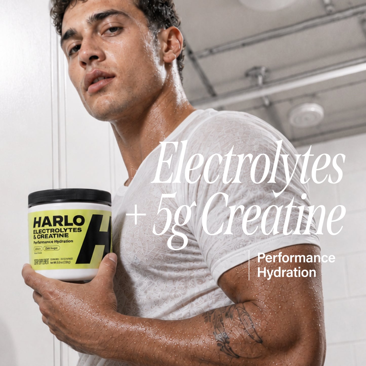 Harlo Daily Creatine + Electrolytes Powder | 5g Creatine Monohydrate | NSF Certified for Sport | Zero Sugar | Lemon | 30 Servings