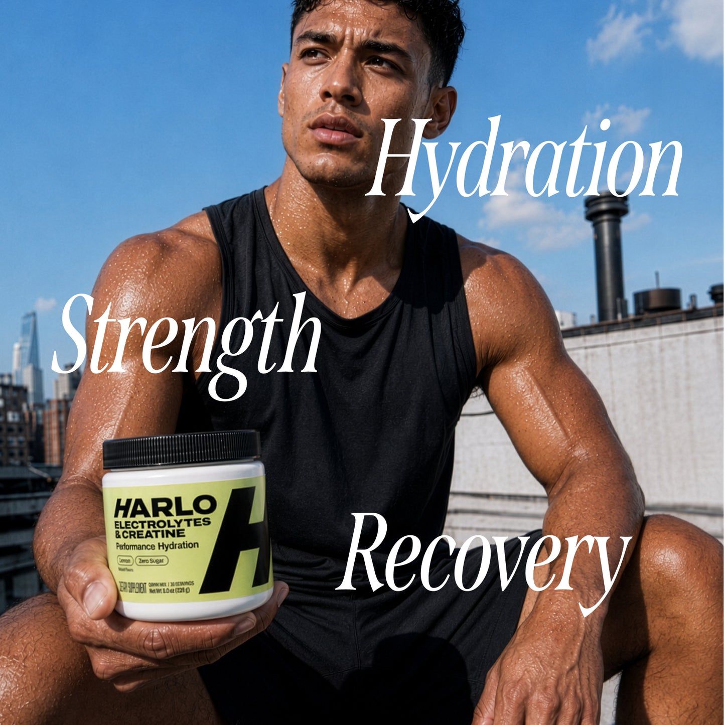 Harlo Daily Creatine + Electrolytes Powder | 5g Creatine Monohydrate | NSF Certified for Sport | Zero Sugar | Lemon | 30 Servings