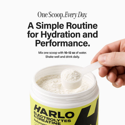 Harlo Daily Creatine + Electrolytes Powder | 5g Creatine Monohydrate | NSF Certified for Sport | Zero Sugar | Lemon | 30 Servings