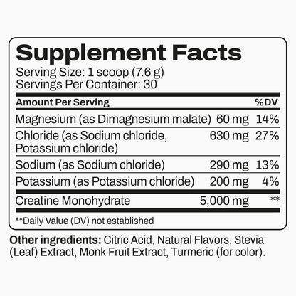 Harlo Daily Creatine + Electrolytes Powder | 5g Creatine Monohydrate | NSF Certified for Sport | Zero Sugar | Lemon | 30 Servings
