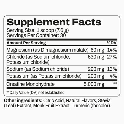 Harlo Daily Creatine + Electrolytes Powder | 5g Creatine Monohydrate | NSF Certified for Sport | Zero Sugar | Lemon | 30 Servings