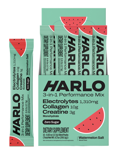 Harlo 3-in-1 Performance Hydration Drink Mix – Electrolytes, Creatine & Collagen