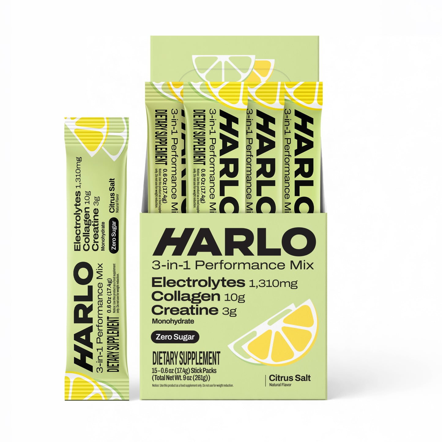 Harlo 3-in-1 Performance Hydration Drink Mix – Electrolytes, Creatine & Collagen