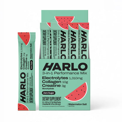 Harlo 3-in-1 Performance Hydration Drink Mix – Electrolytes, Creatine & Collagen