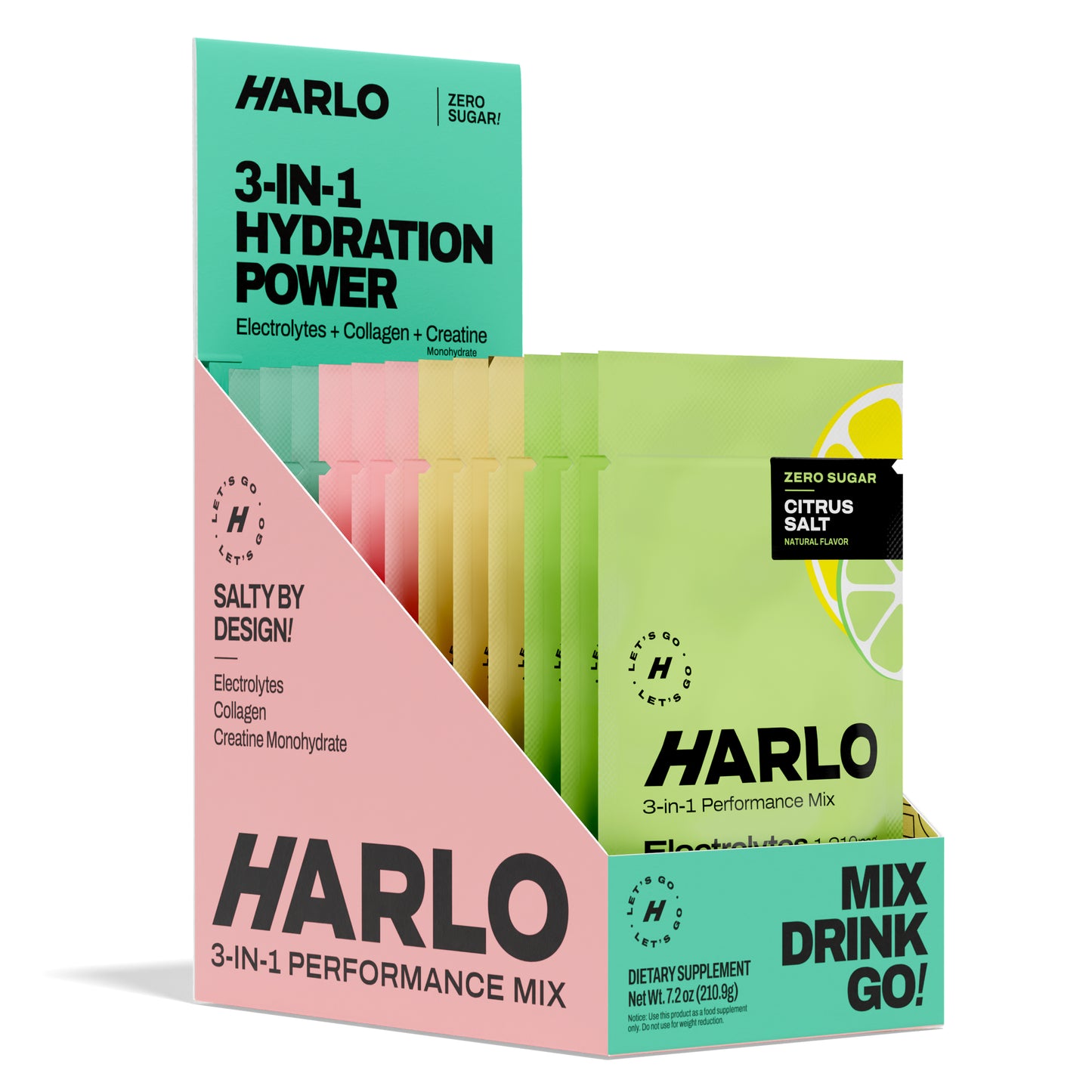 Harlo 3-in-1 Variety Box – Electrolytes, Collagen & Creatine | Single-Serve Sachets for Hydration & Recovery