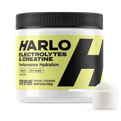 Harlo Daily Creatine + Electrolytes Powder | 5g Creatine Monohydrate | NSF Certified for Sport | Zero Sugar | Lemon | 30 Servings