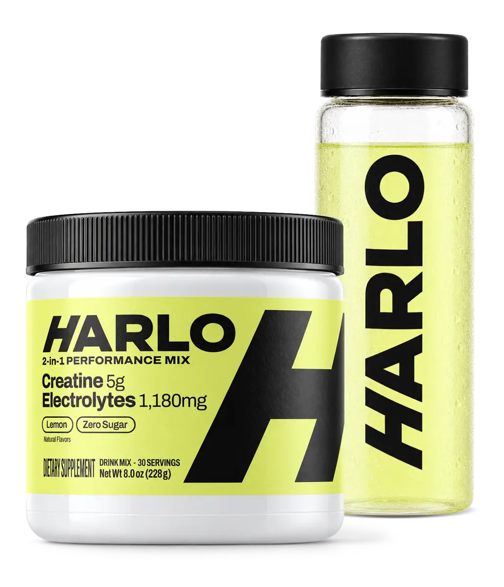 Harlo 2-in-1 Performance Mix with a Harlo bottle